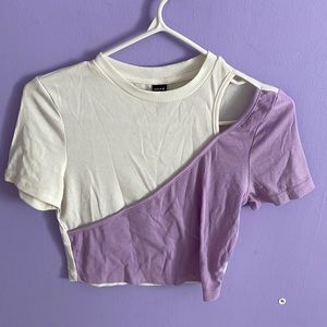 SHEIN Medium White and Purple Crop Top